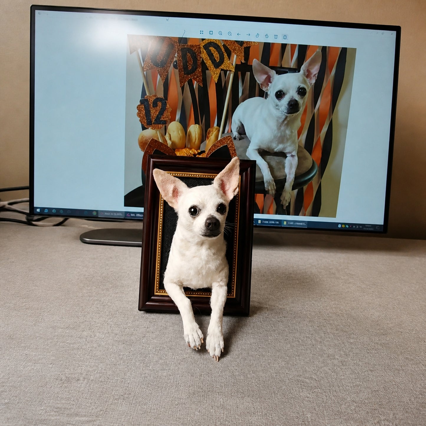 Personalized framed Chihuahua needle-felt portrait